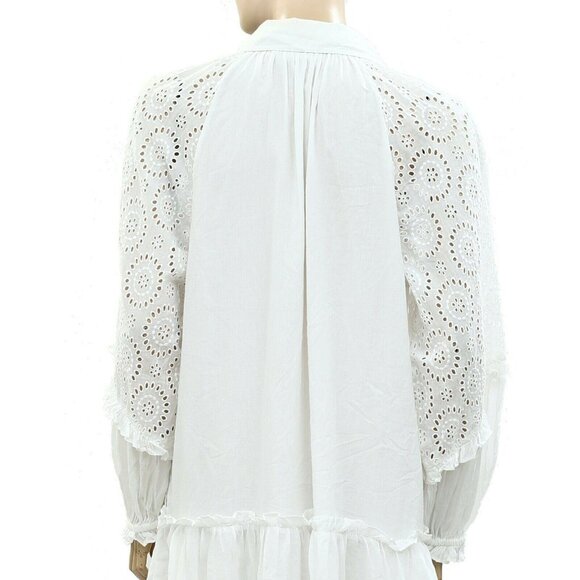 HappyXNature Kate Hudson Buttondown Mini Dress Eyelet Embroidered S New - Picture 6 of 6
